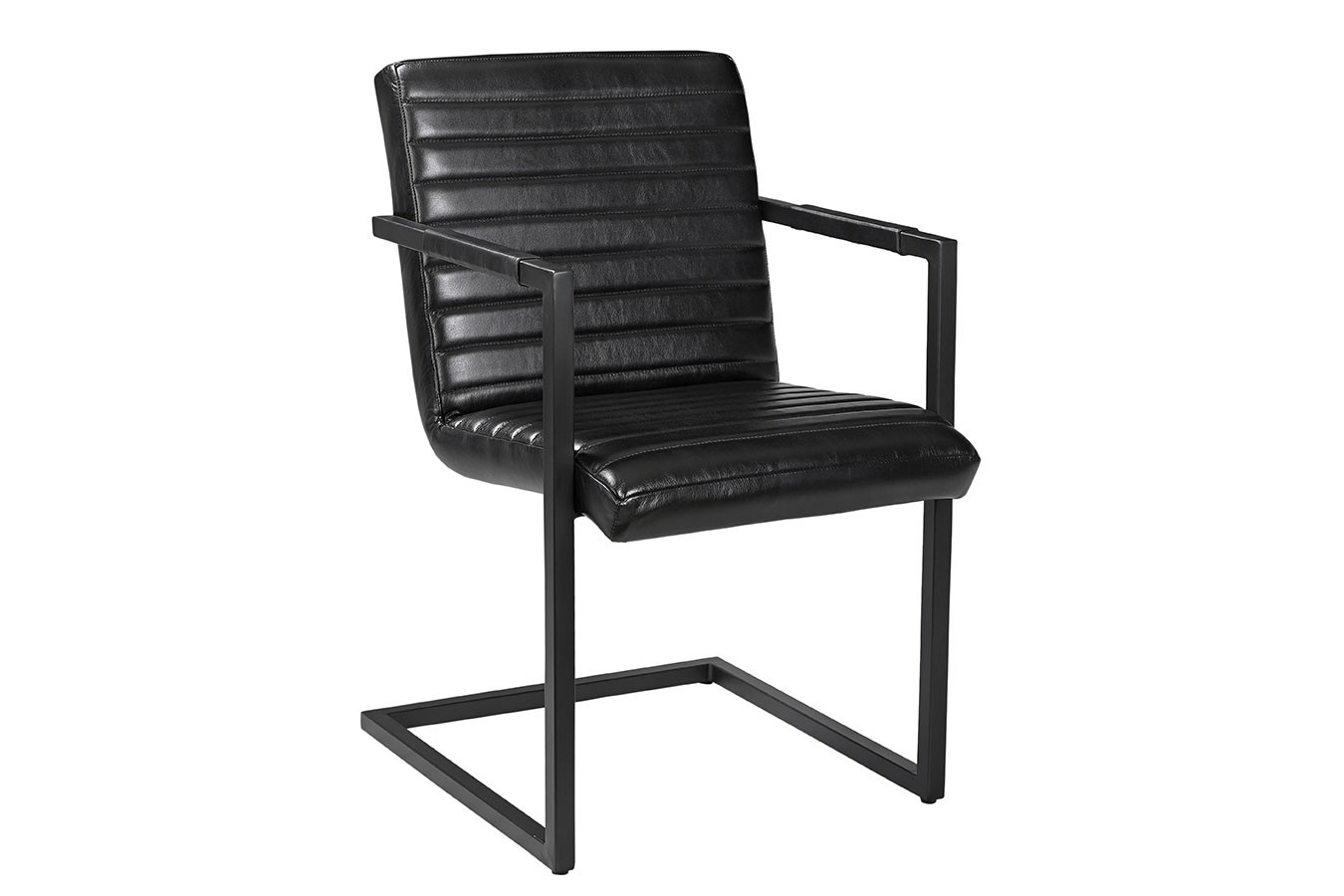 Freischwinger Oxford Leder schwarz