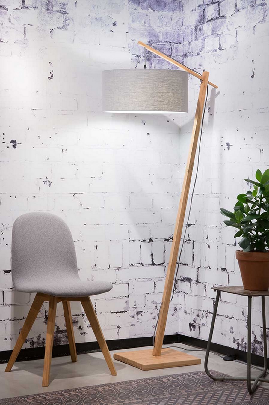 Stehlampe Andes Bambus hellgrau H 176