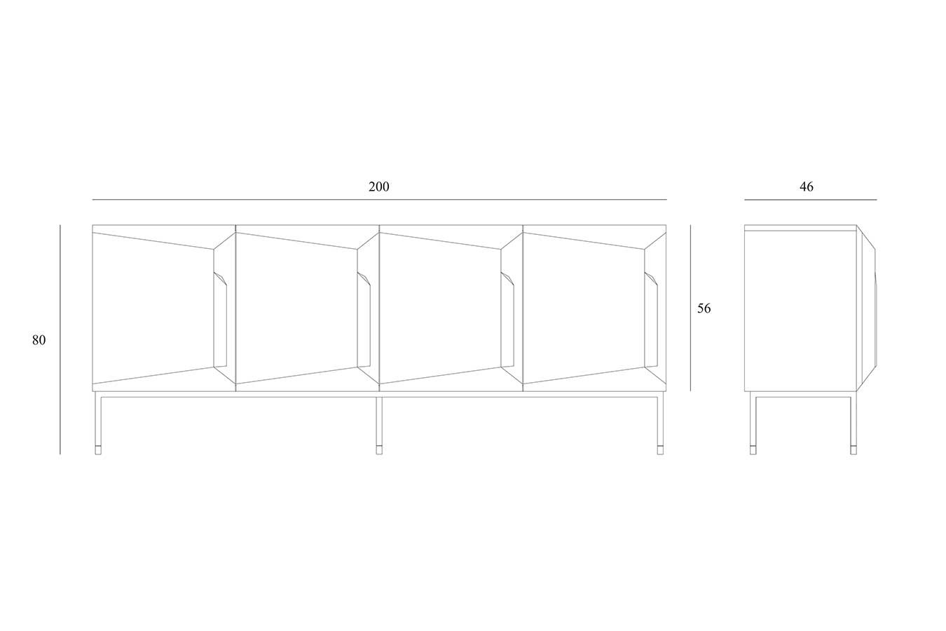 Second Life Sideboard Eiche schwarz B 200 cm