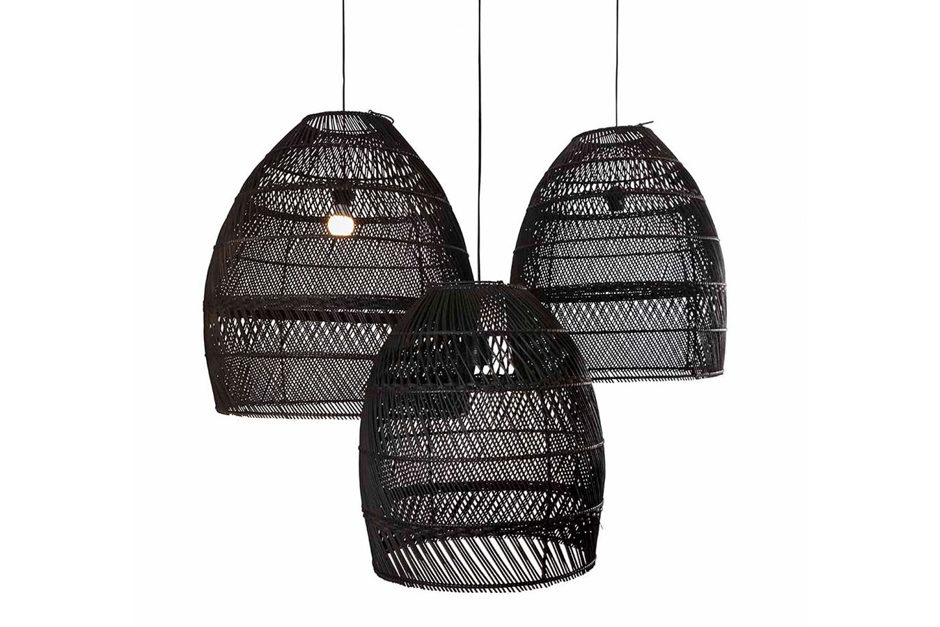 Lampenschirm Luna Rattan schwarz S