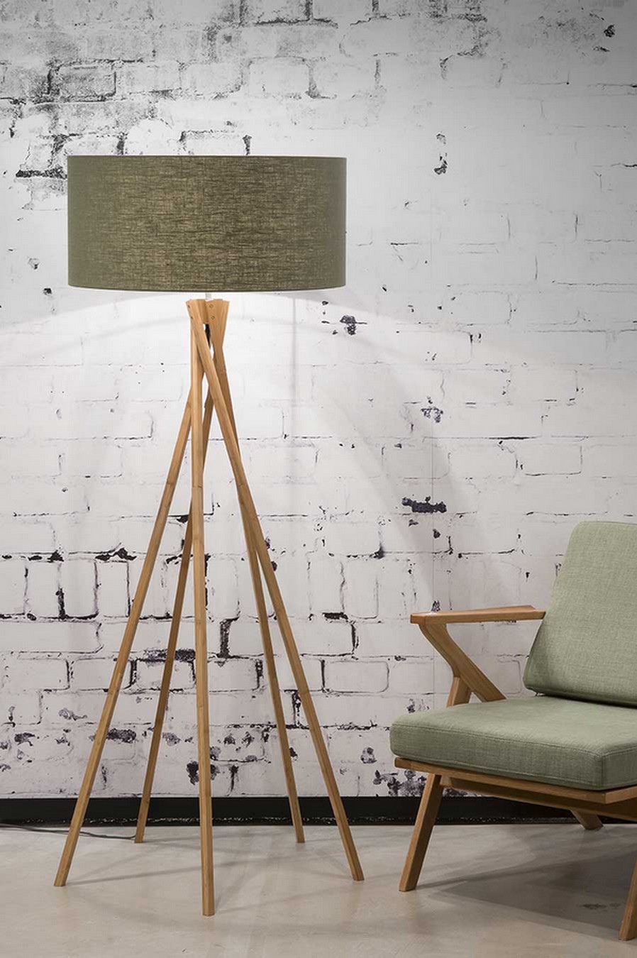Stehlampe Kilimanjaro Bambus Textil grün