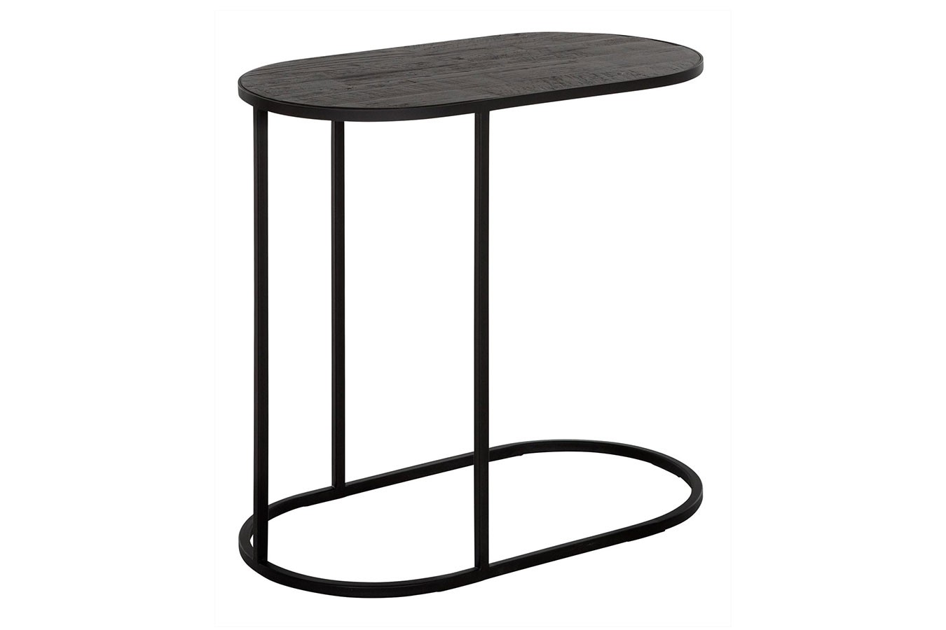 Beistelltisch Highlight Teak schwarz oval B 60 cm