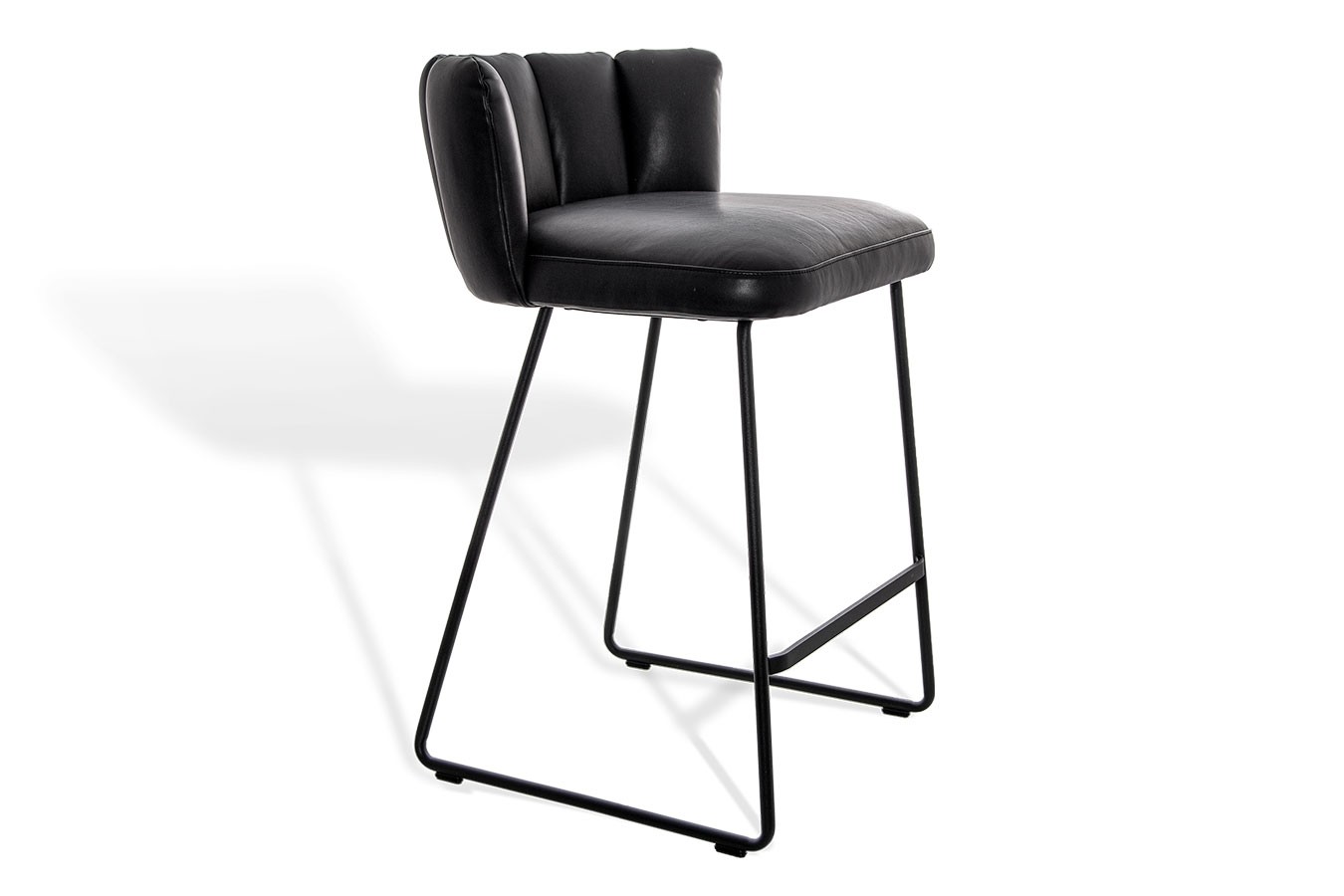 Thekenstuhl Gaia Leder schwarz H 90cm