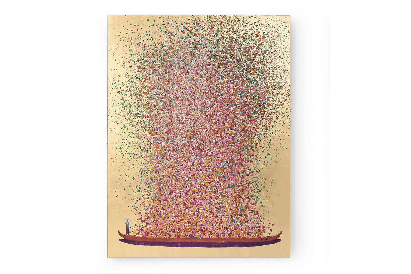 Bild Touched Flower Boat gold/pink 80x100 cm