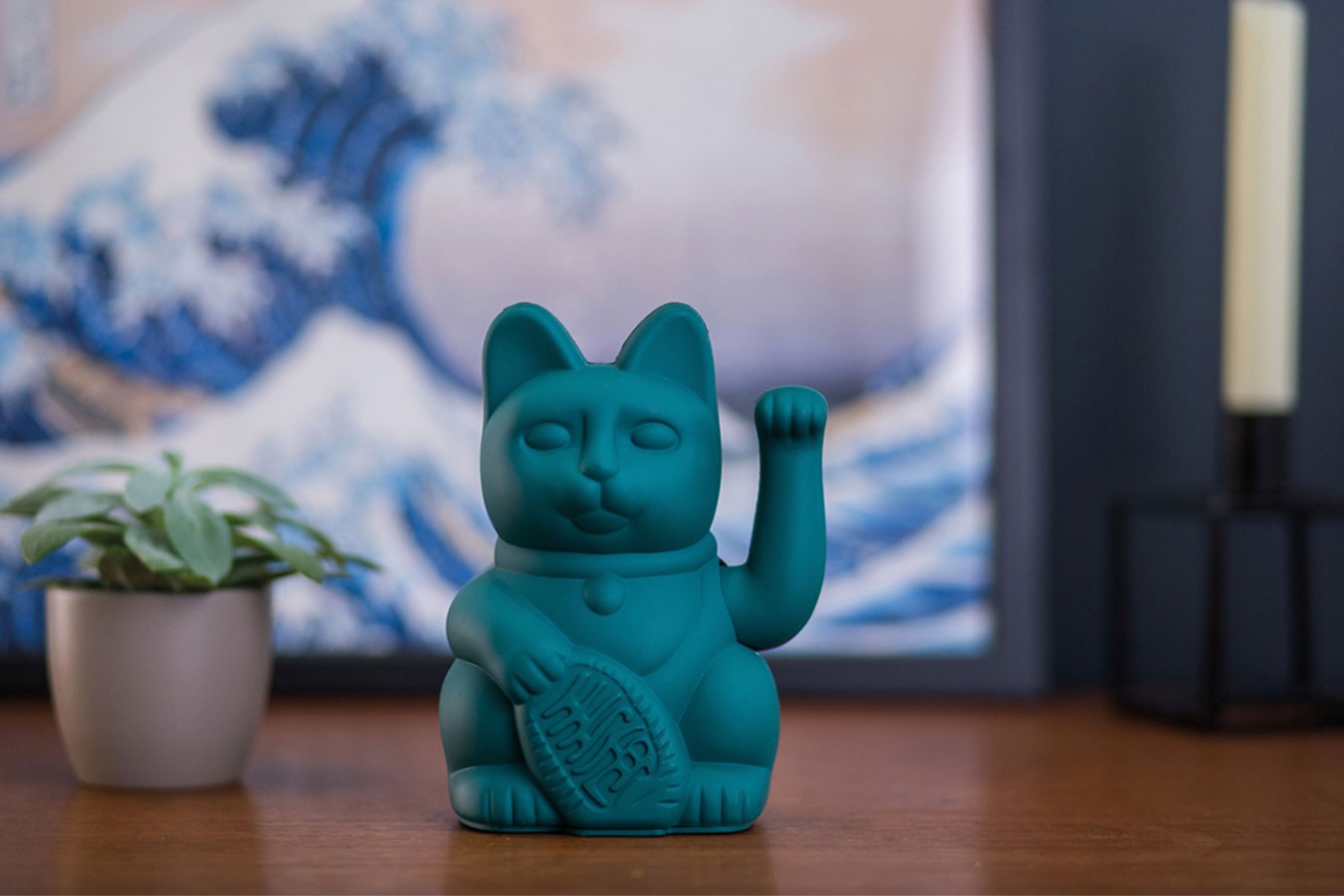 Winkekatze Lucky Cat matt grün