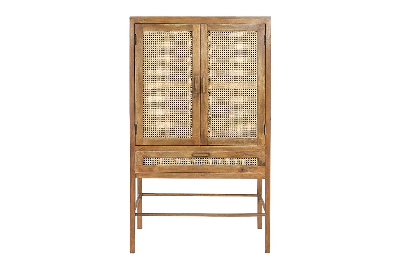 Schrank Nele Massivholz mit Rattan H 160 cm