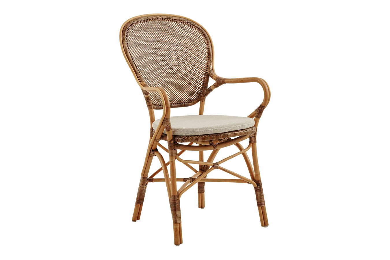 Armlehnstuhl Rossi Rattan rotbraun