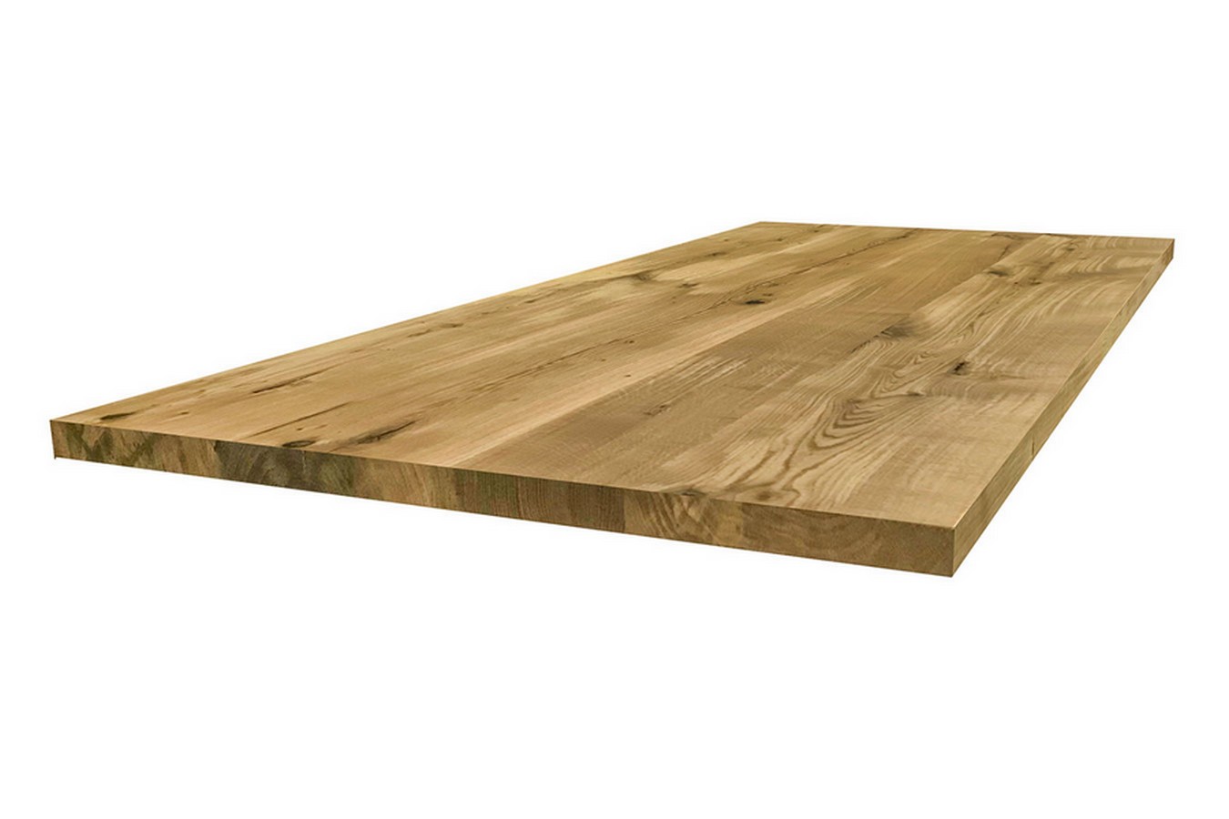 Tischplatte 4 cm astige Eiche massiv gerade Kante ab 60 cm konfigurierbar