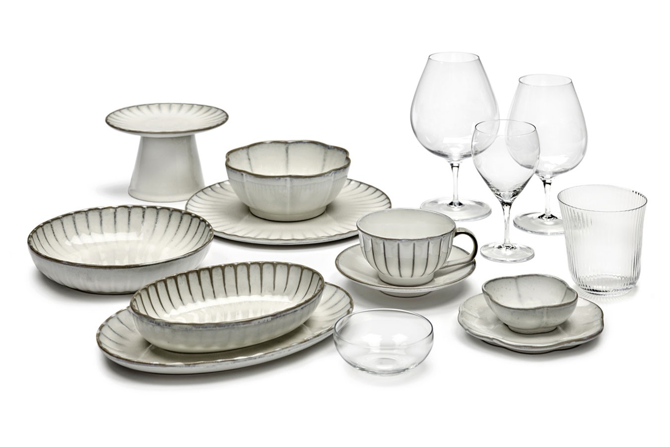 Servierschale Inku oval weiss gross
