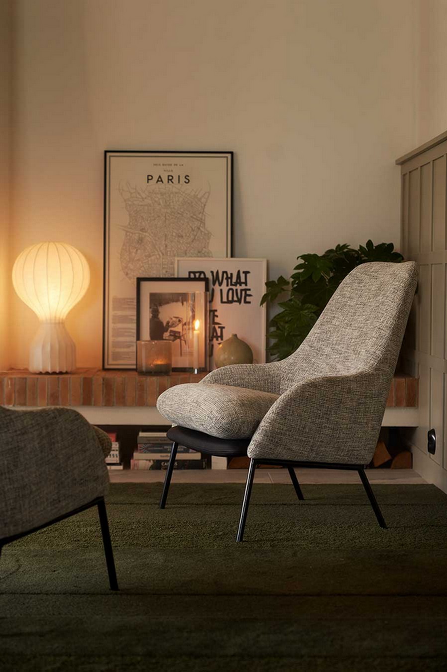 Sessel Dolly Stoff mit Leder mustard
