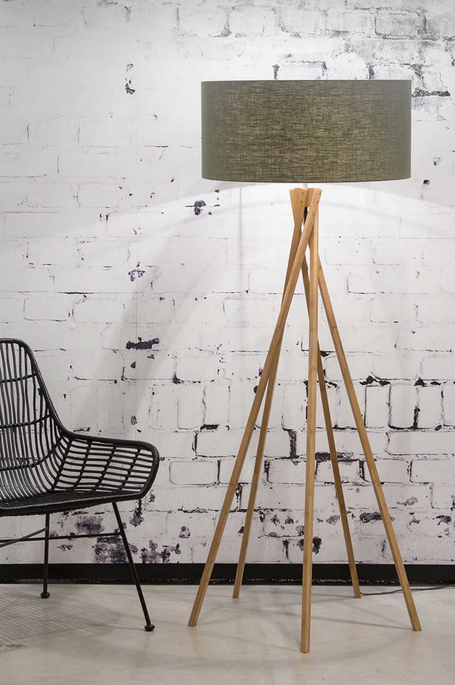 Stehlampe Kilimanjaro Bambus Textil grün