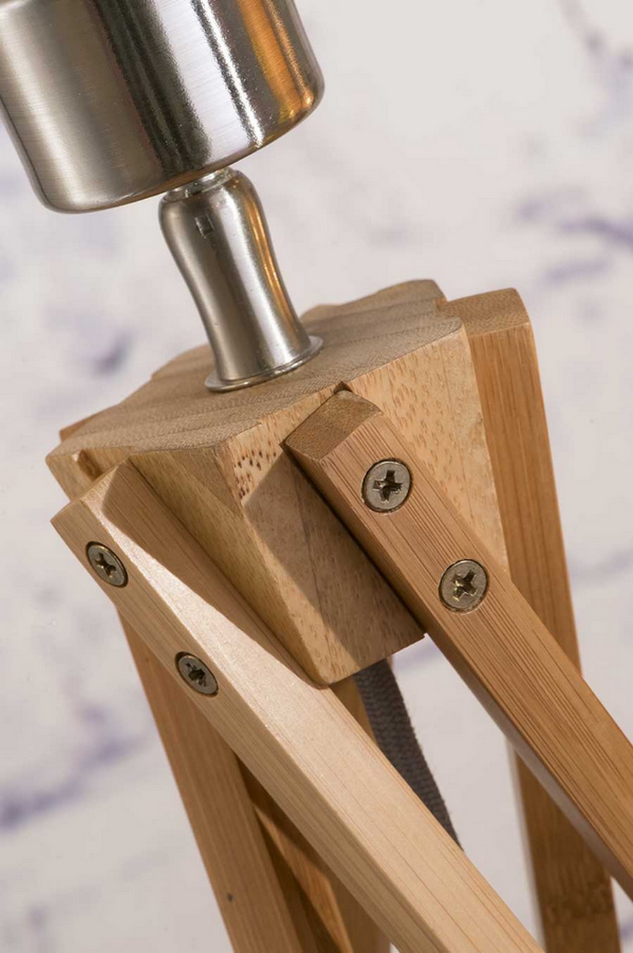 Tischlampe Kilimanjaro Bambus Textil weiß