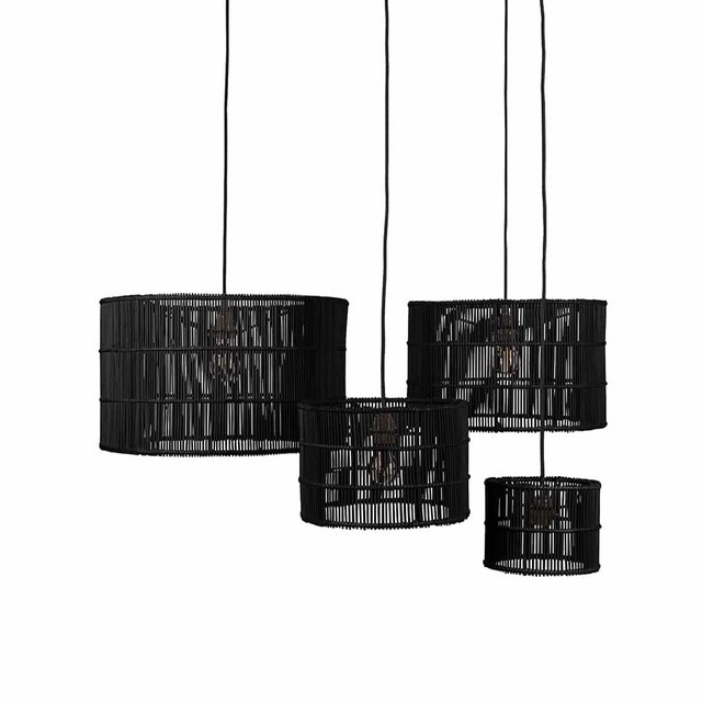 Lampenschirm Pipe Rattan schwarz S
