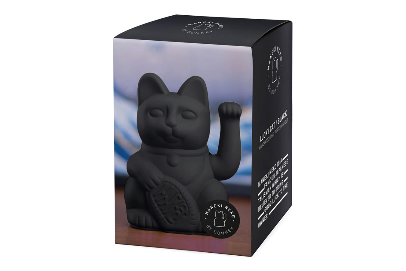 Winkekatze Lucky Cat schwarz matt