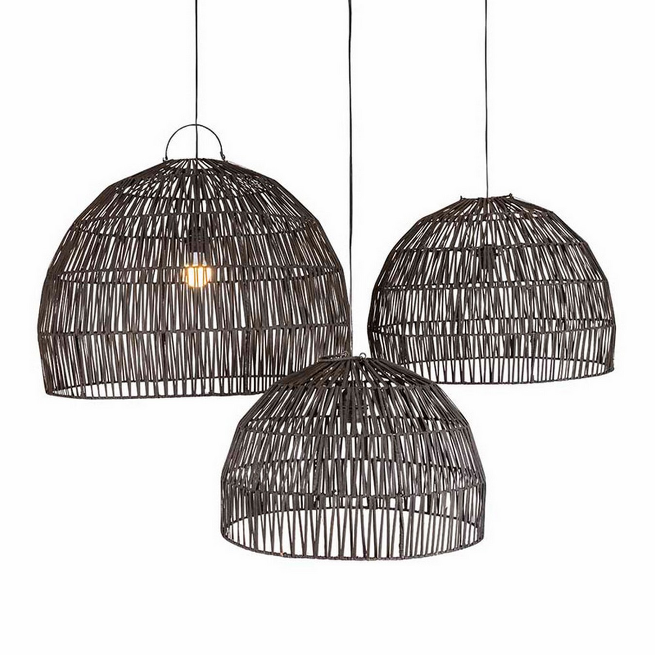 Lampenschirm Ibiza Rattan schwarz L