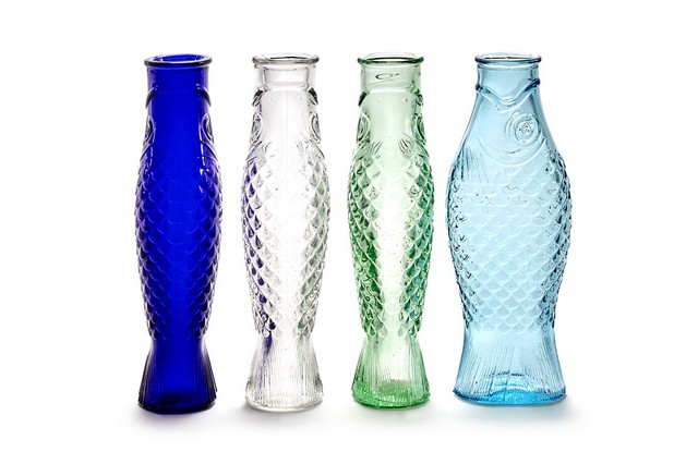 Designer Karaffe Fish & Fish Glas kobaltblau