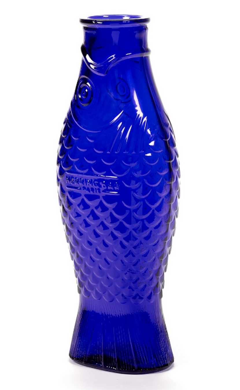 Designer Karaffe Fish & Fish Glas kobaltblau