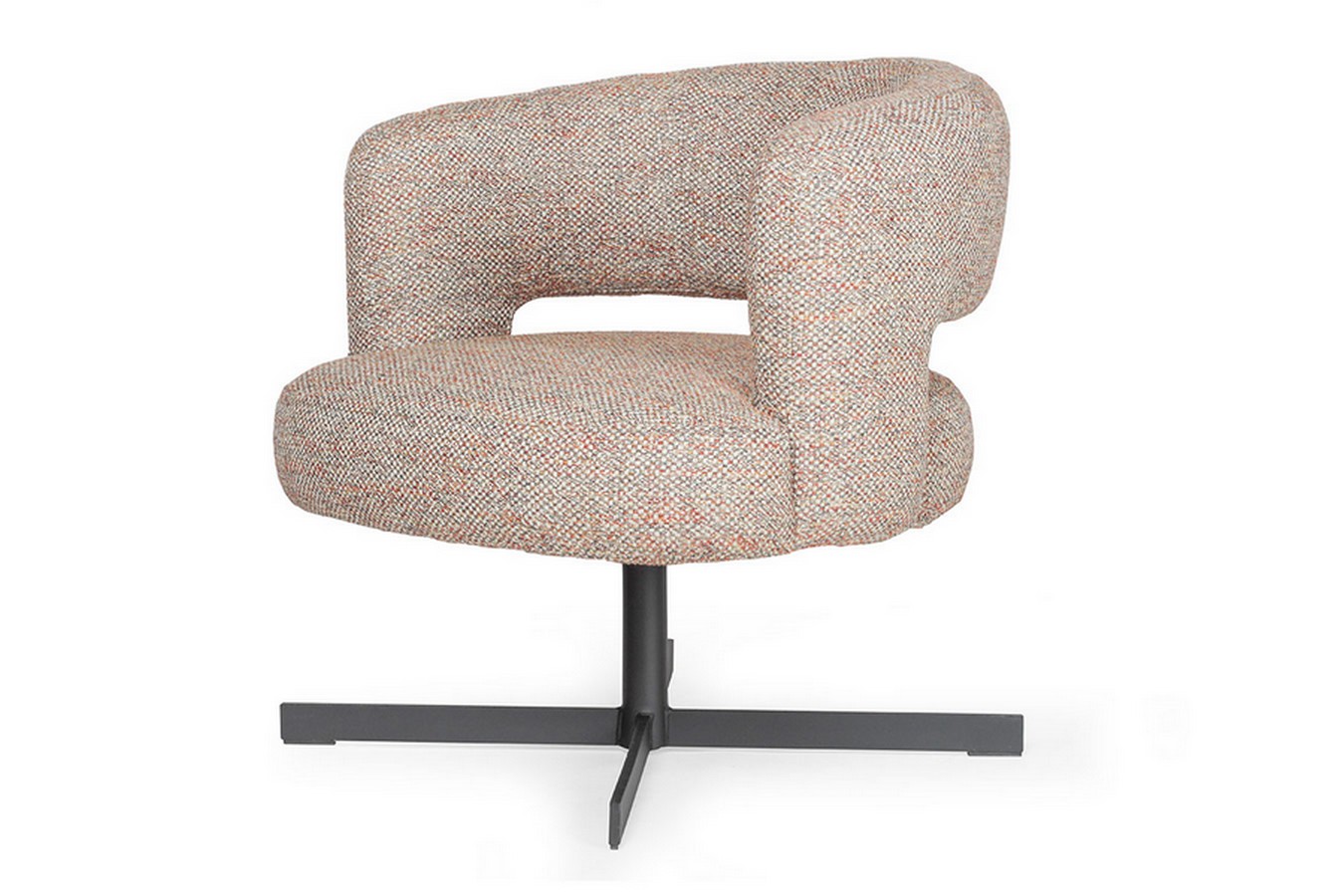 Low Dining Sessel Lennox Stoff hell gemustert