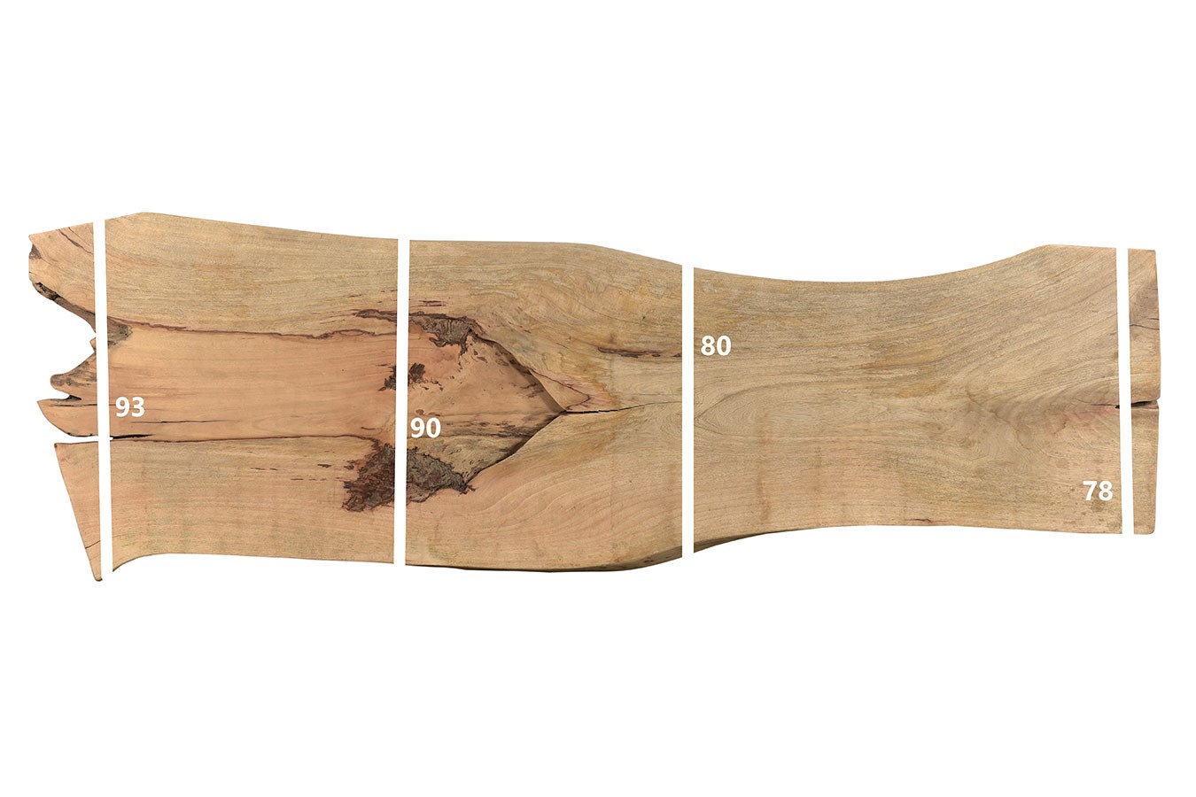 Tischplatte Mangoholz Monolith 340x112 cm