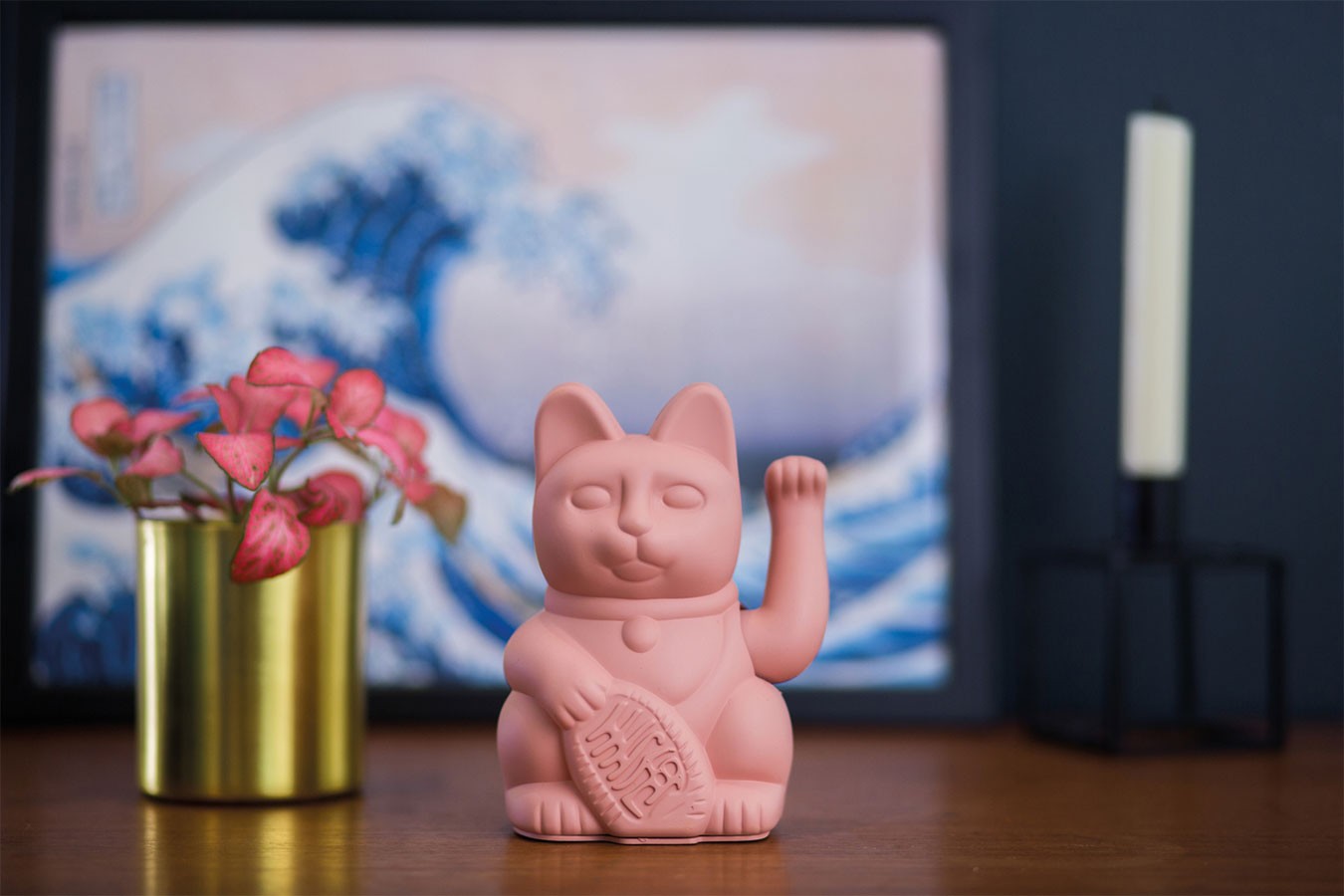 Winkekatze Lucky Cat matt rosa