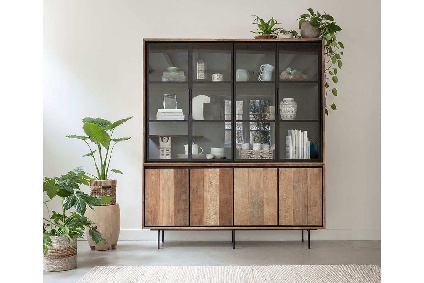 Vitrinenschrank Metropole Teak B 180 cm