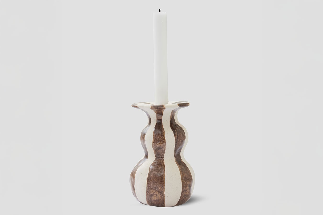 Kerzenständer Raia H 16 cm braun weiss