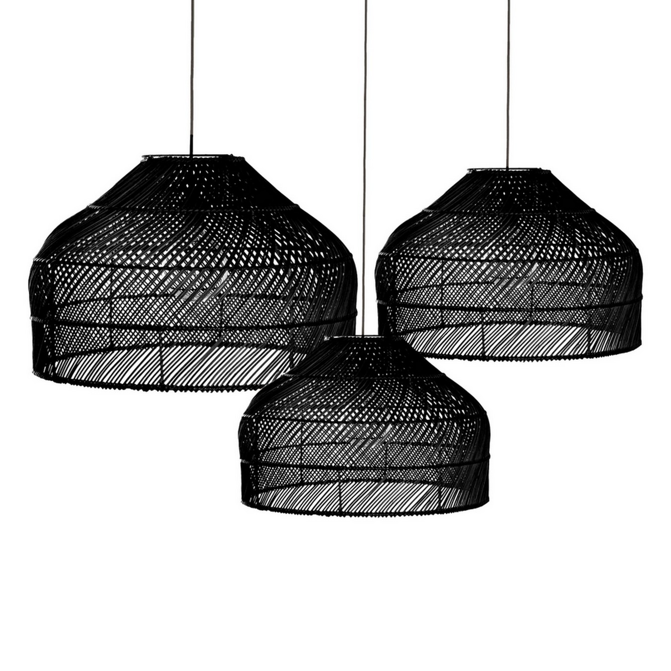 Lampenschirm Luna Rattan schwarz M