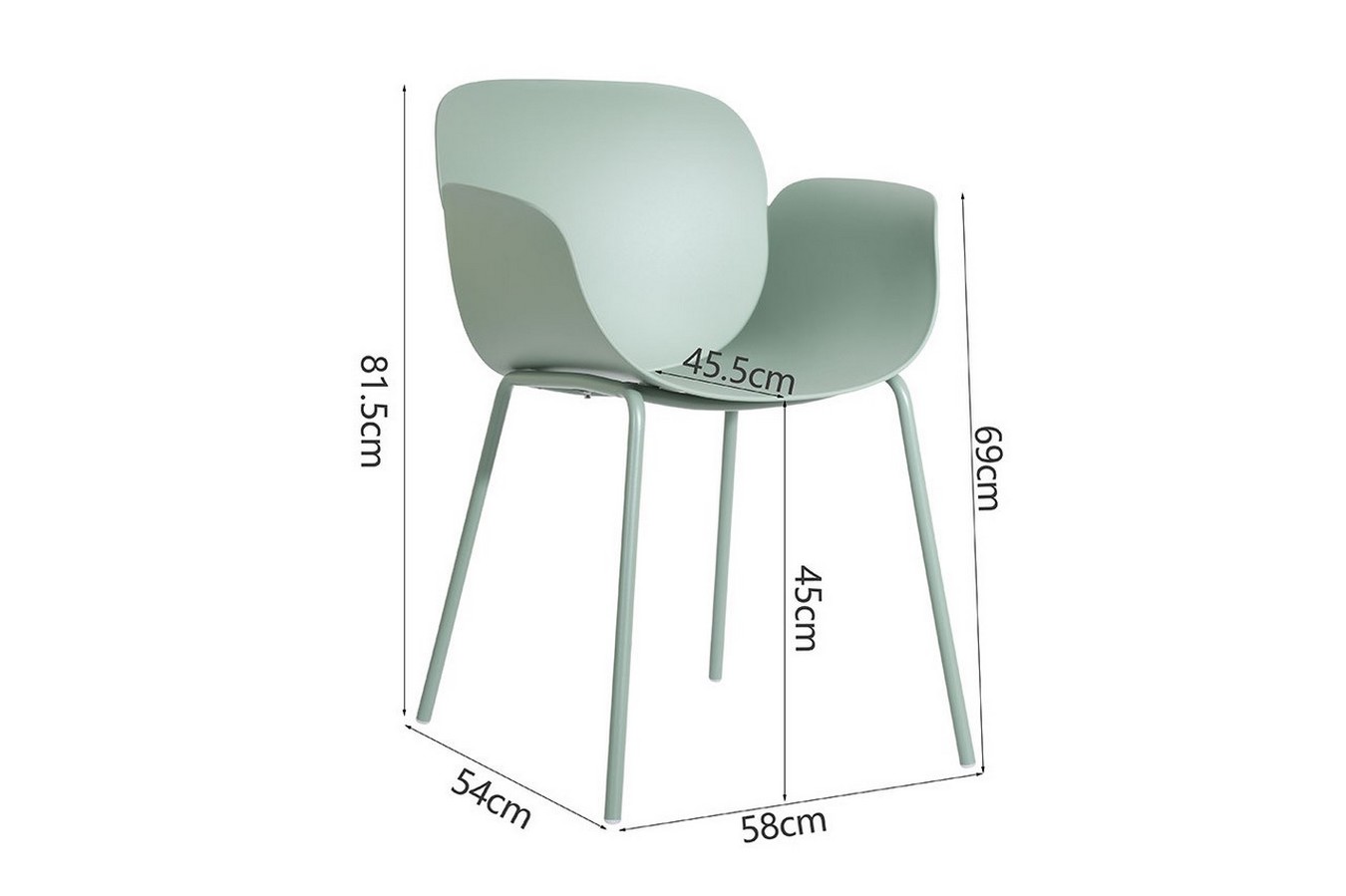 italienischer Designchair Phlox mit Armlehne salbei