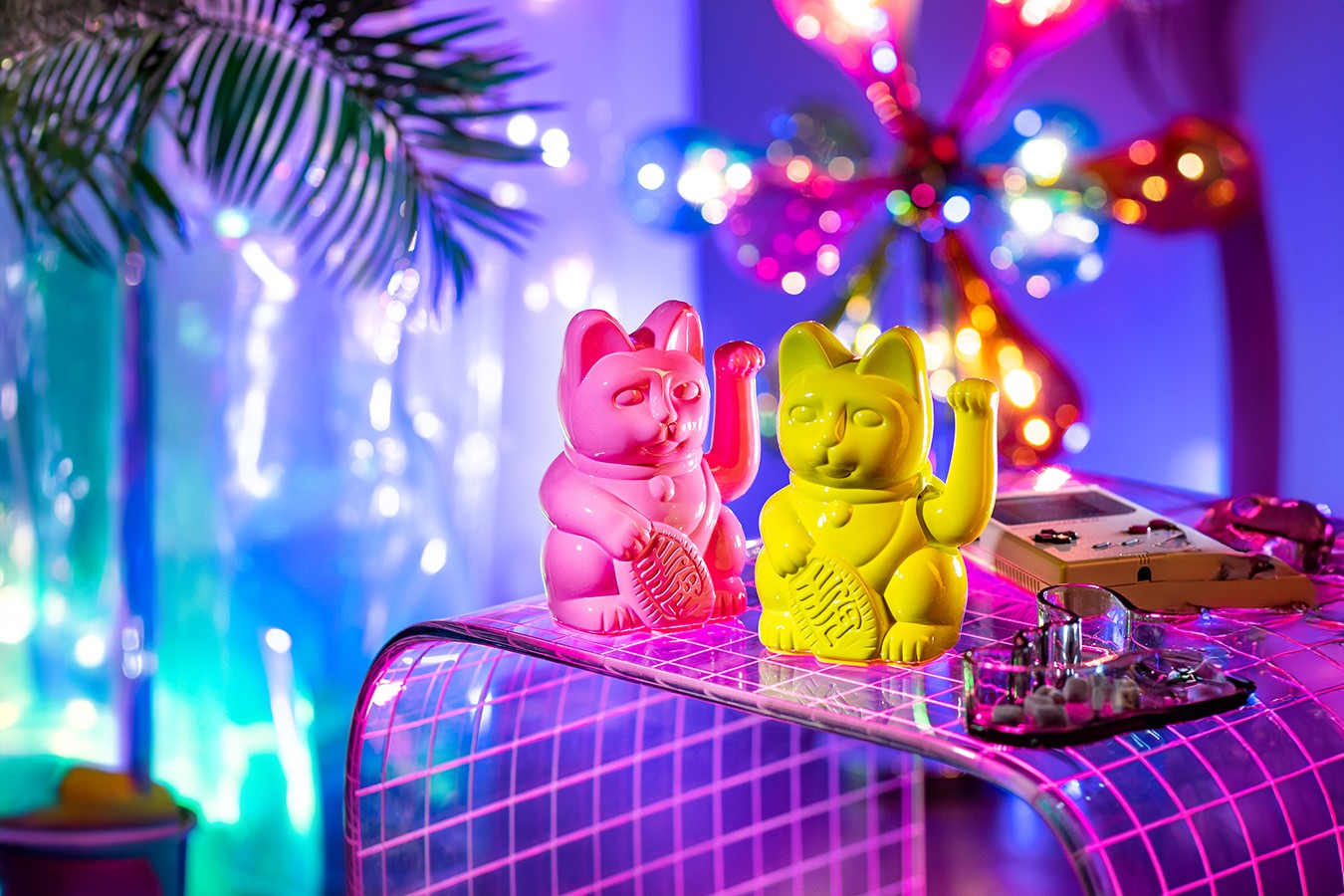 Winkekatze Lucky Cat Cosmic shiny gelb