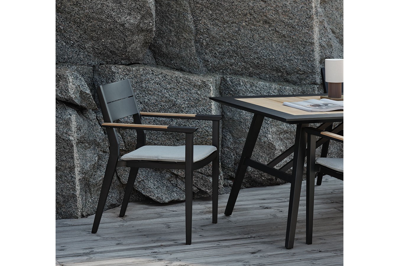 Gartentisch Chios schwarz-natur 175cm