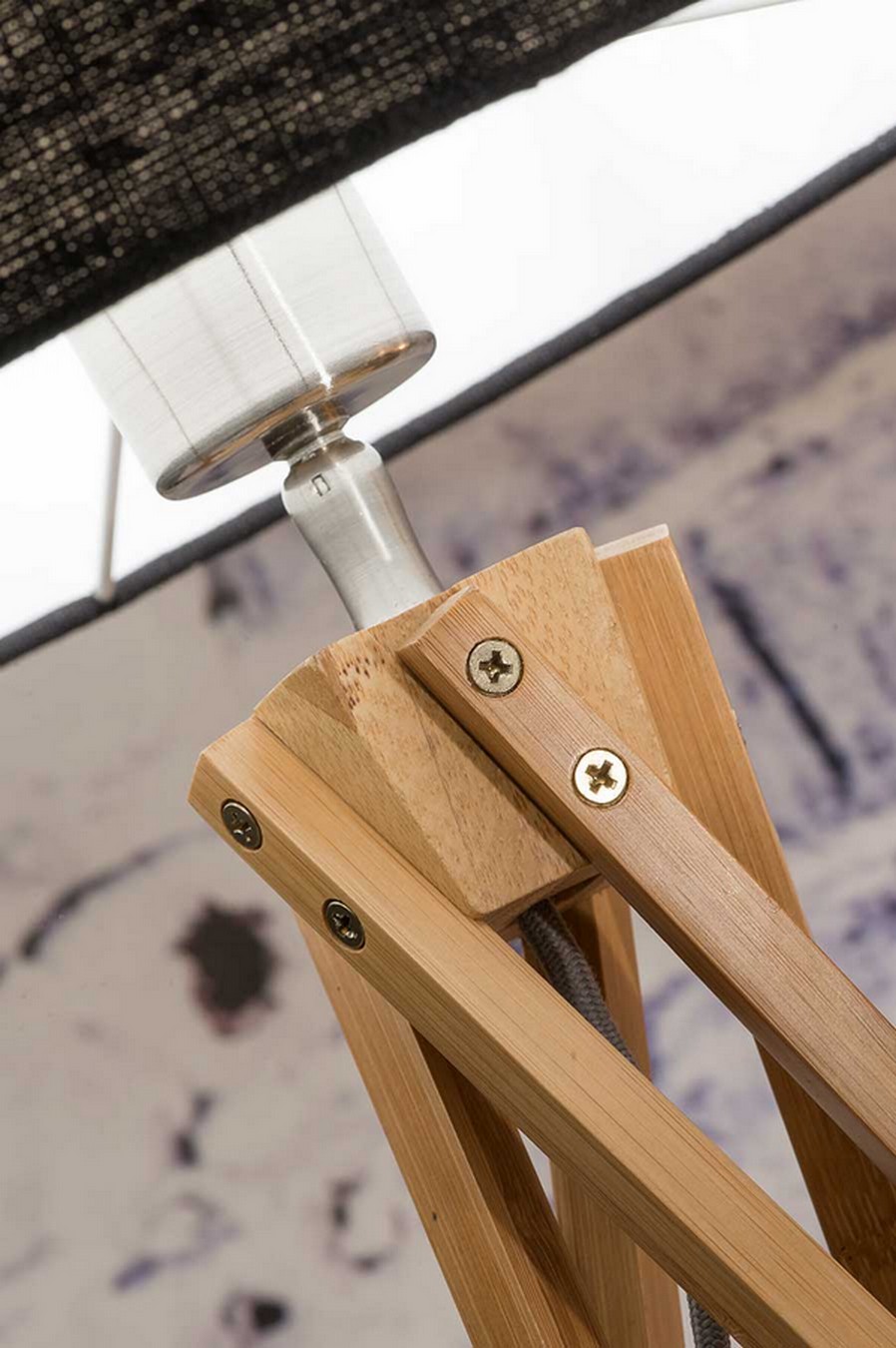 Tischlampe Kilimanjaro Bambus Textil hellgrau