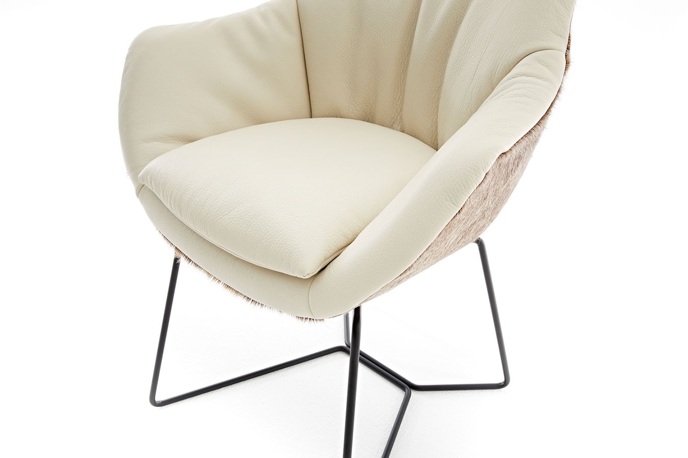 Armlehnstuhl Riley Ledermix latte Metallgestell standard