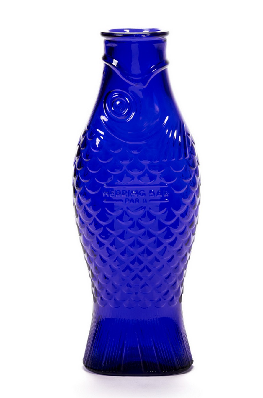 Designer Karaffe Fish & Fish Glas kobaltblau