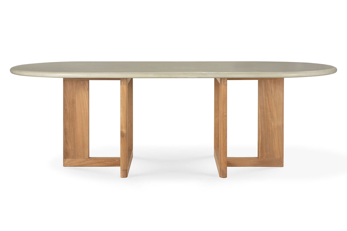 Esstisch Trestle Beton mit Teak B 240 cm
