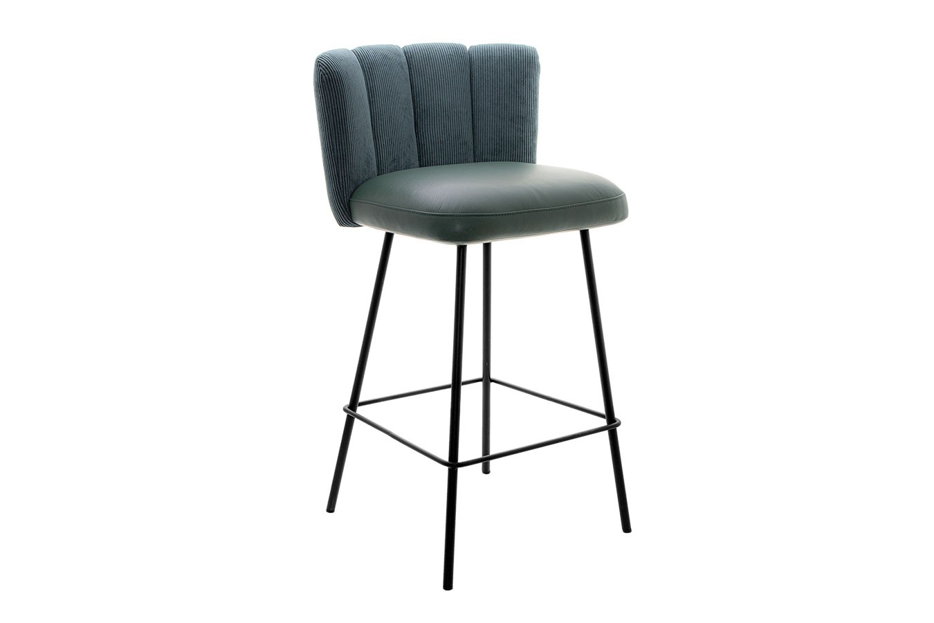 Thekenhocker Gaia Leder blau schmal