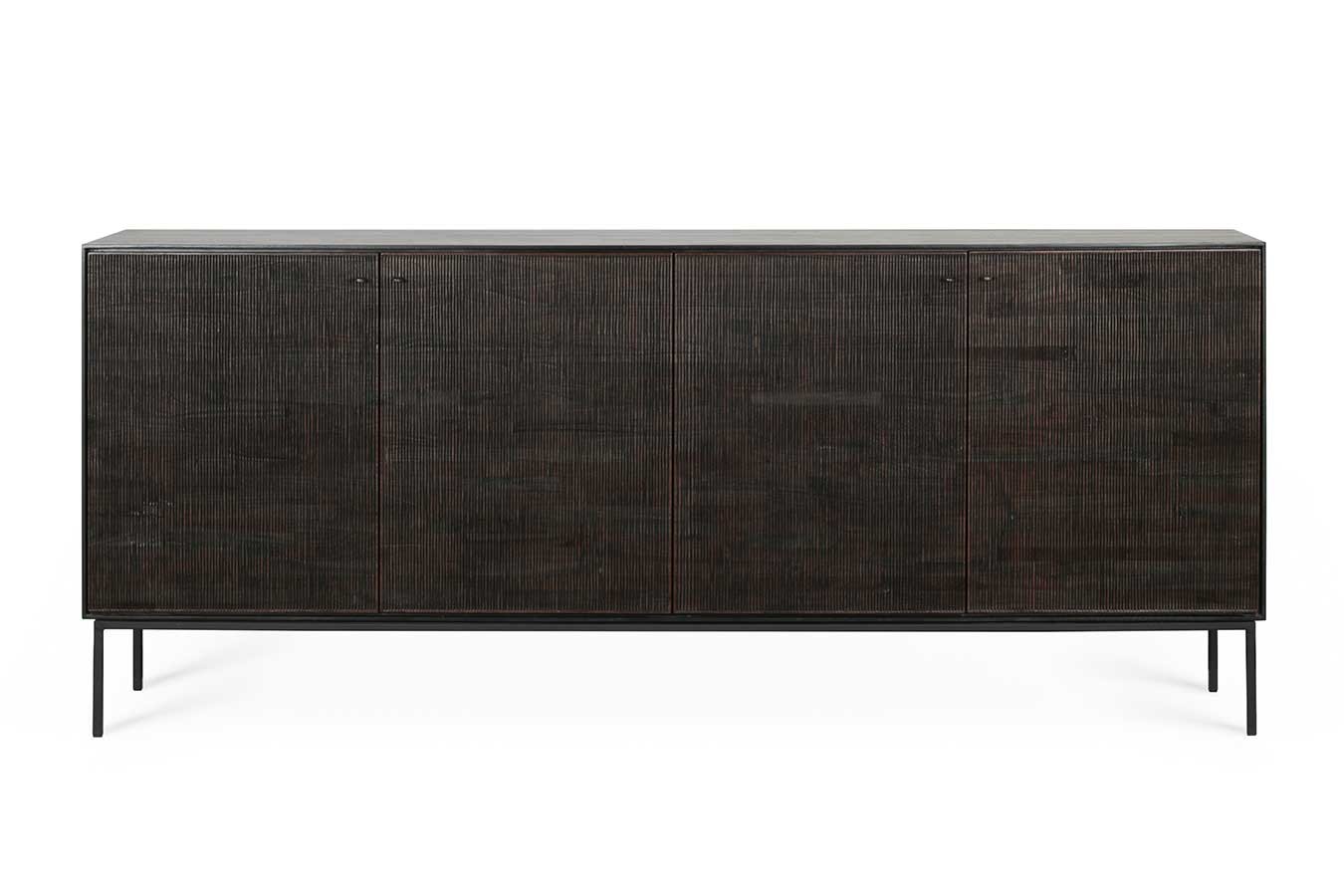 Sideboard Grooves Teak massiv B 202 cm