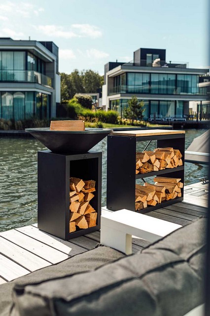 Ofyr Wood Storage Regal Black Dressoir niedrig