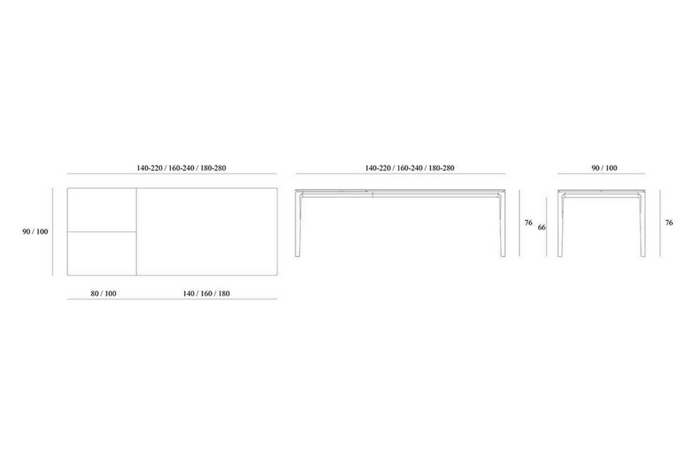 Ausziehtisch Bok Eiche massiv 120 > 180 cm