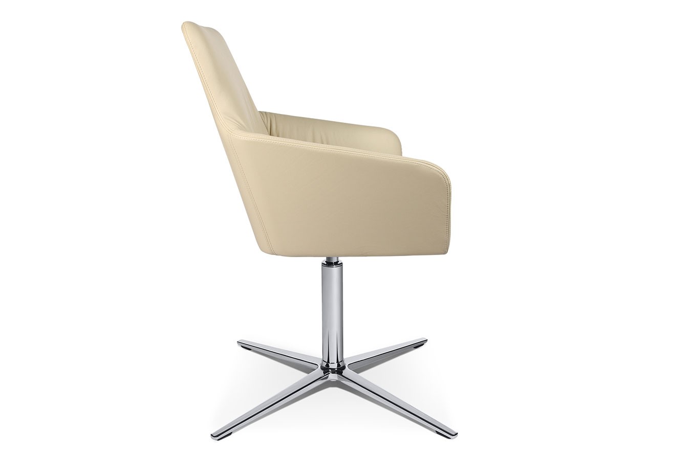 Drehstuhl W-Cube 1CL mit Arm Leder creme
