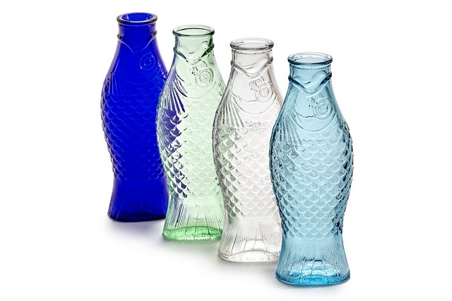 Designer Karaffe Fish & Fish Glas kobaltblau