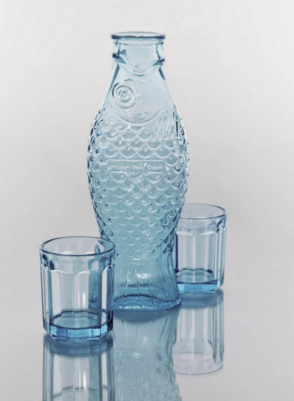 Trinkglas Fish & Fish blau H 9 cm