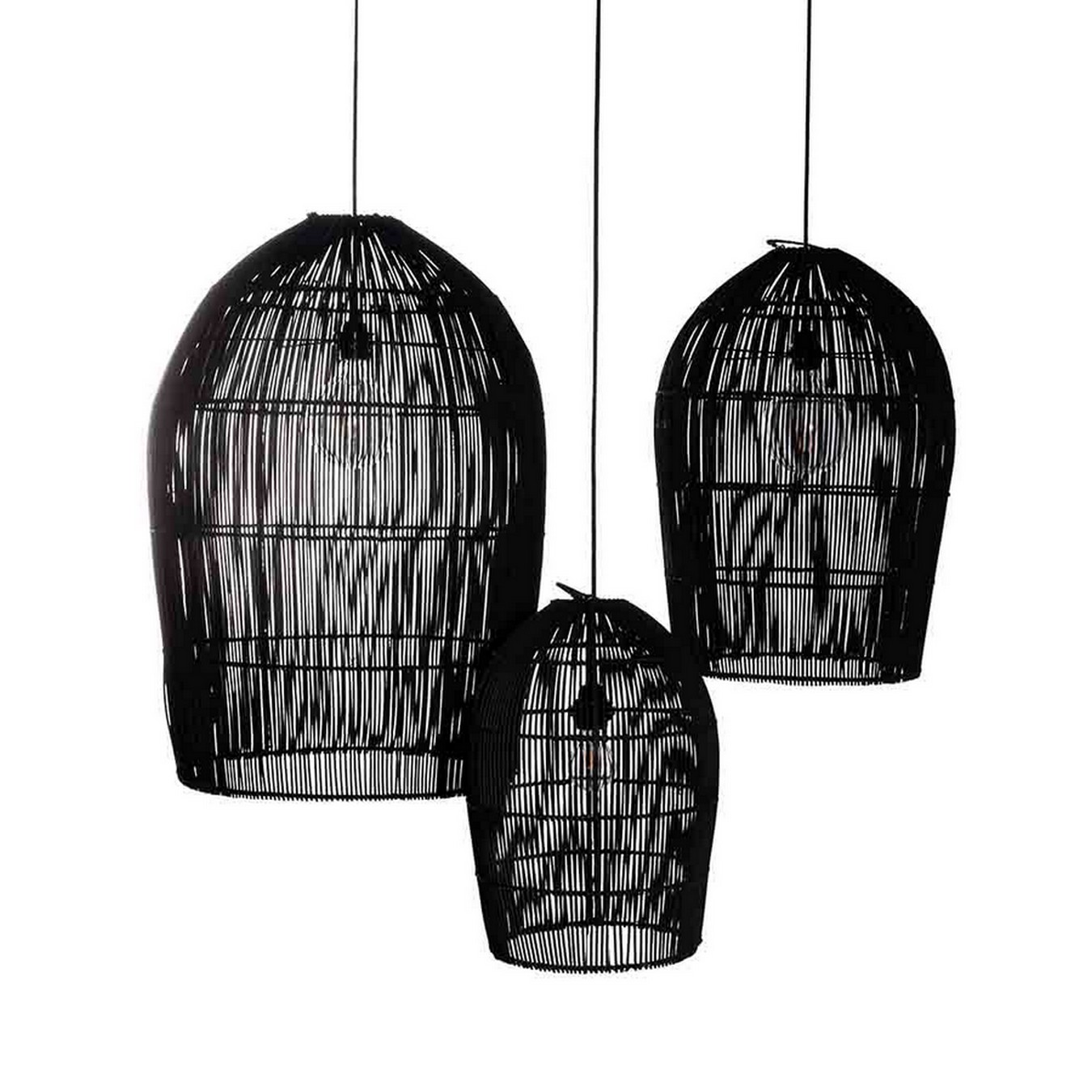Lampenschirm Isla Rattan schwarz L