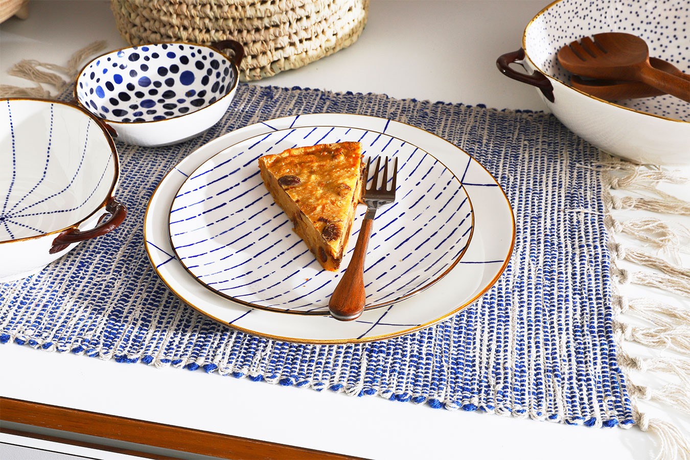 Dessertteller Anafi blau weiss D 22 cm