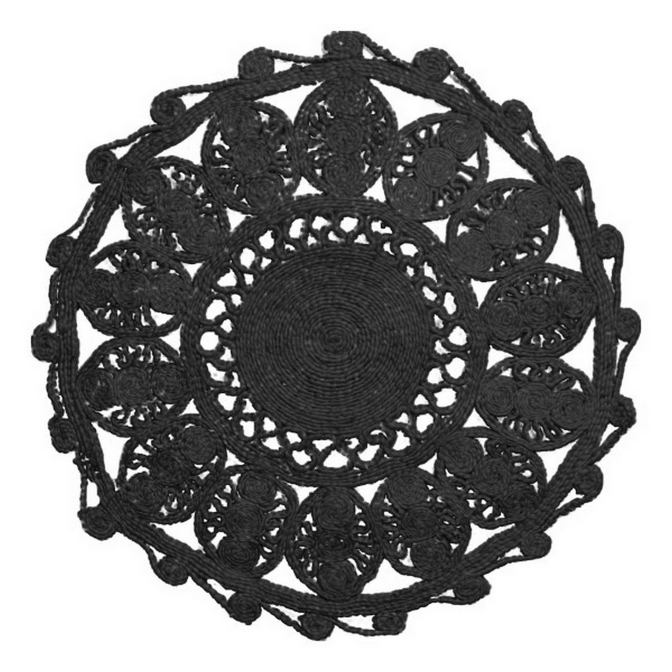 Teppich Noora rund schwarz D 90 cm