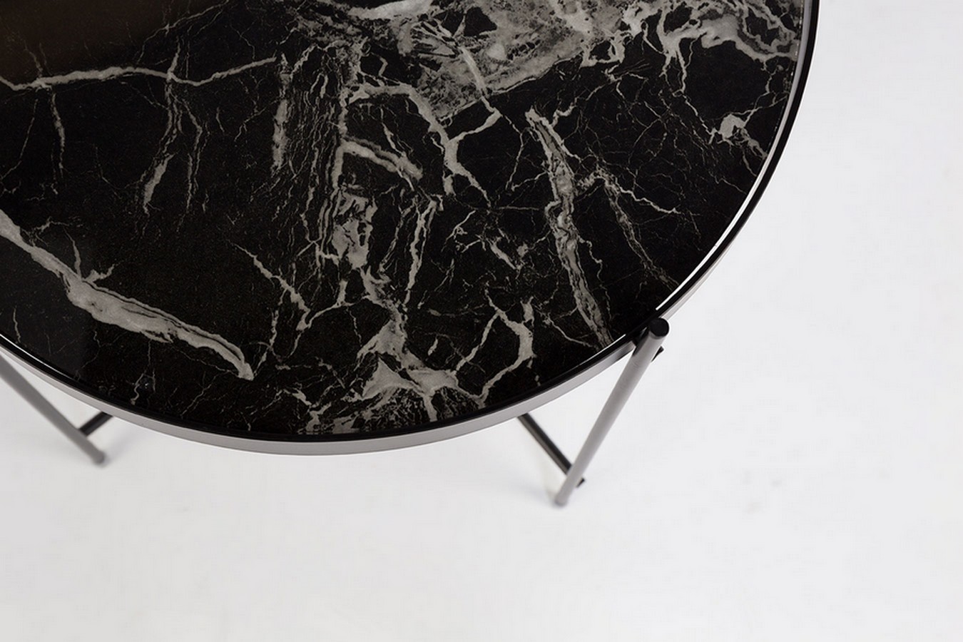 Beistelltisch Metallgestell schwarz rund zerlegbar