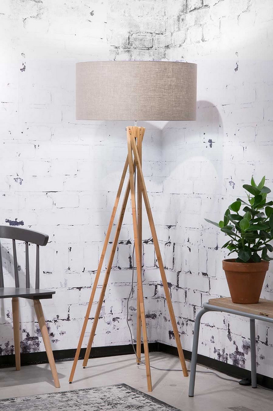 Stehlampe Kilimanjaro Bambus Textil beige