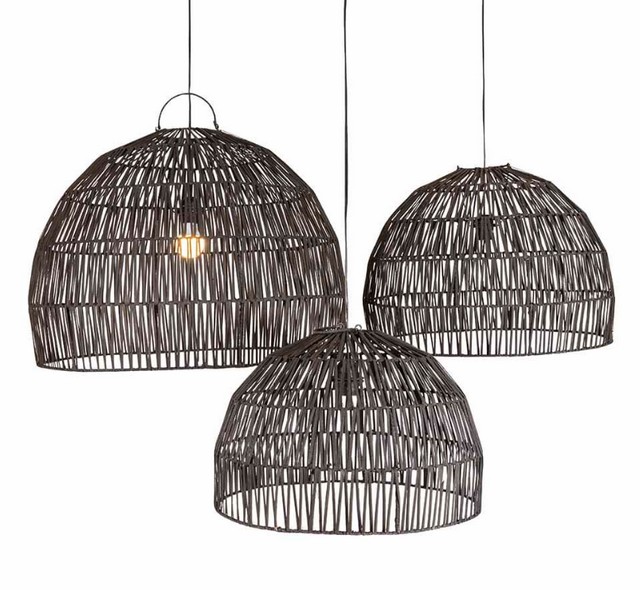 Lampenschirm Ibiza Rattan schwarz S