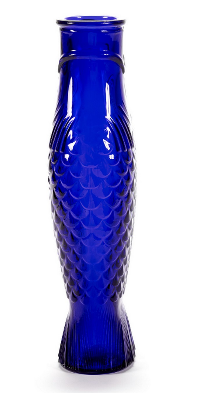 Designer Karaffe Fish & Fish Glas kobaltblau